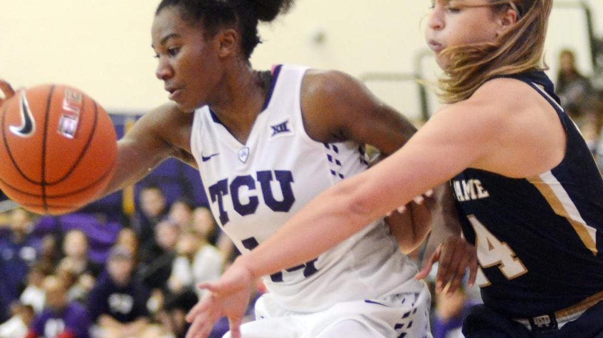 TCU’s Zahna Medley, left, who is scoring 19 points a game this season, will lead the Horned Frogs against former TCU coach Jeff Mittie today at Kansas State.