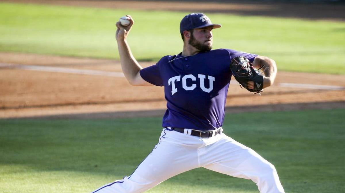 TCU pitcher Mitchell Traver works in the second inning of a start against Kansas State on May 20 at Lupton Stadium. It was his third start of the season since returning from an injury that sidelined him the first three months.