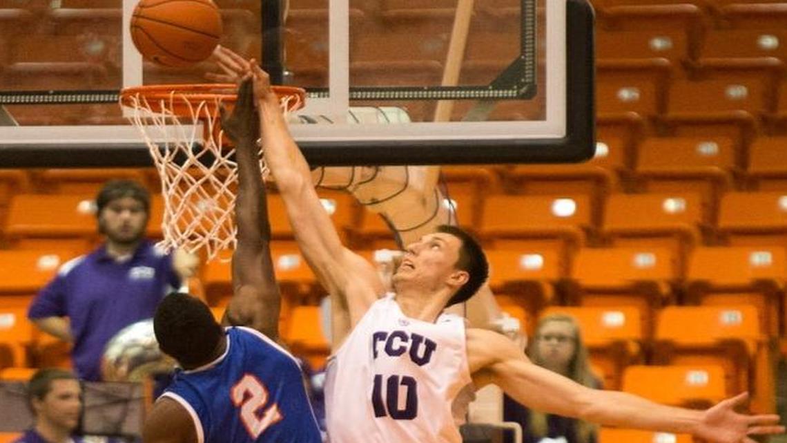 Vladimir Brodziansky, right, of TCU, scored 13 points and had a team-high six rebounds and four blocks.
