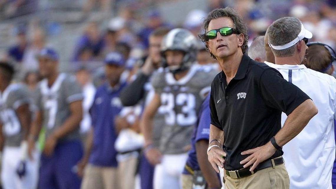 Former TCU co-offensive coordinator Doug Meacham is now the OC at Kansas, which plays at TCU at 7 p.m. Saturday.
