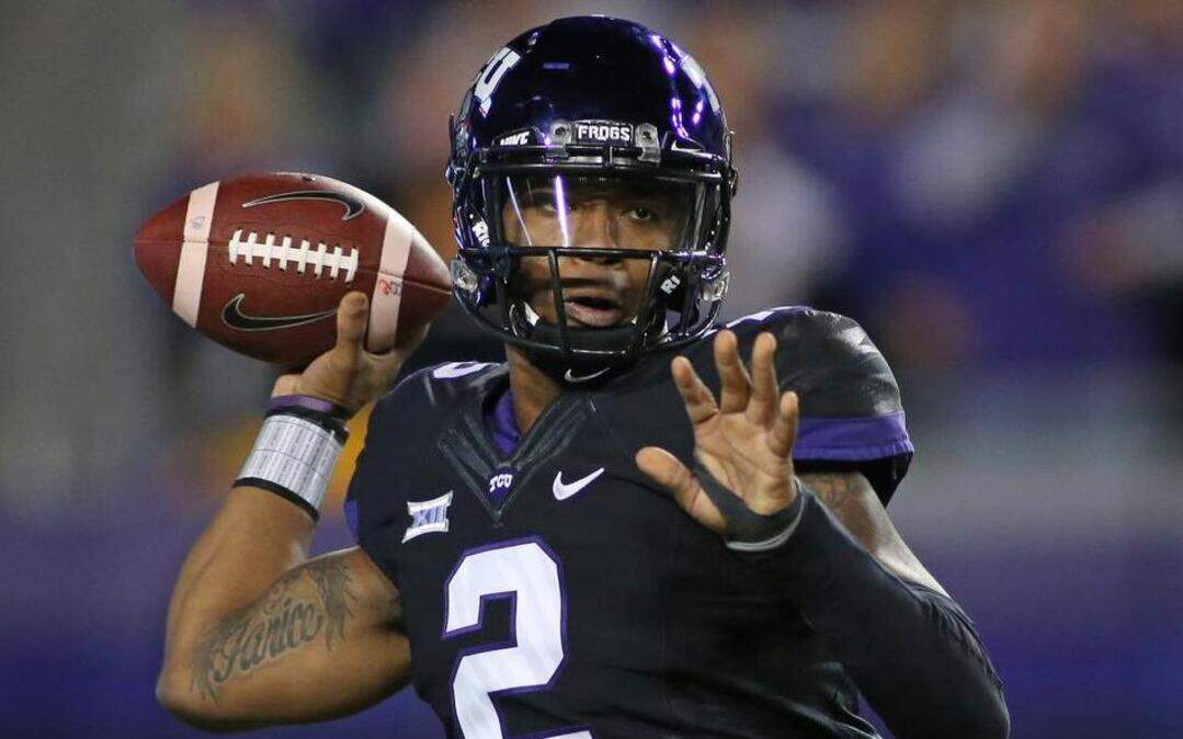 
TCU quarterback Trevone Boykin, setting up to pass against Kansas State, is expected to be healed by the end of May or earlier from his wrist surgery, coach Gary Patterson said.
