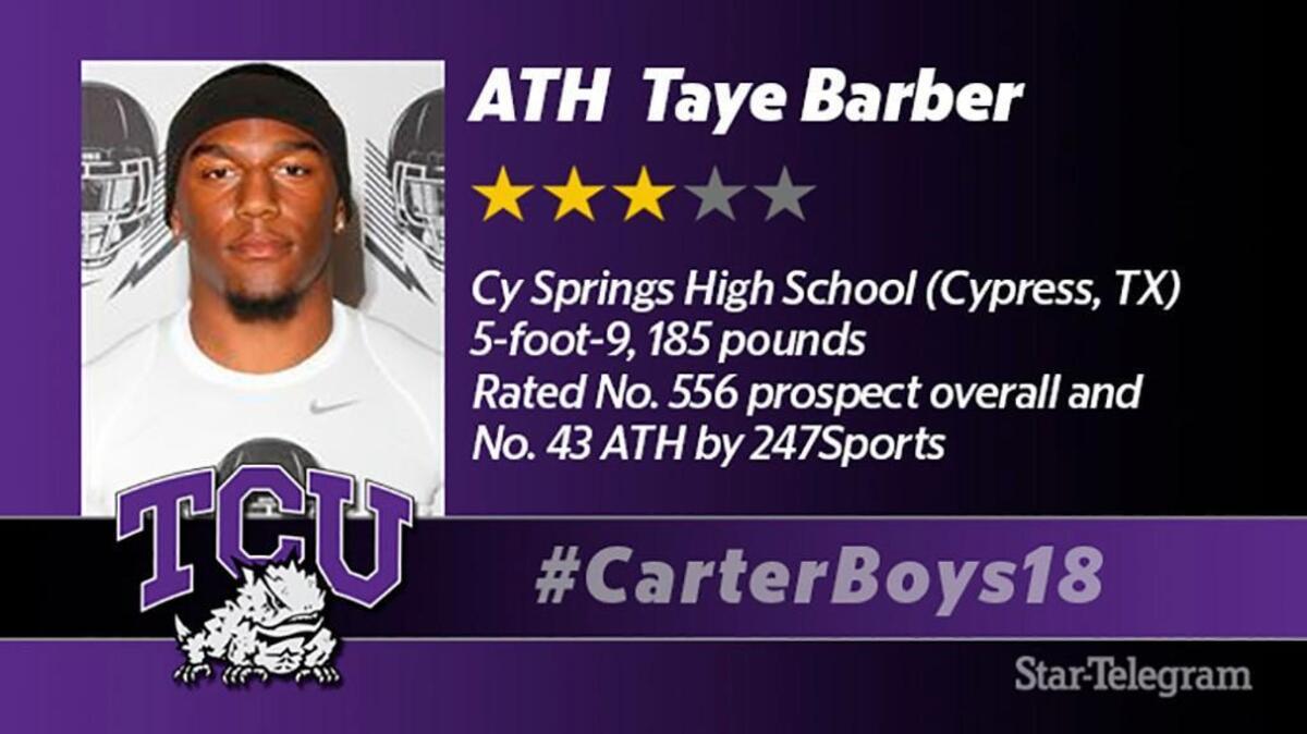 Three-star athlete Taye Barber has signed with TCU.