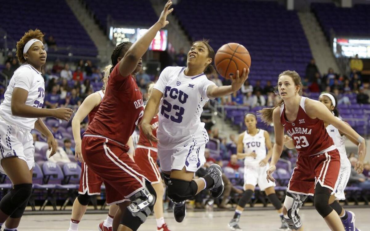 TCU junior guard AJ Alix (23) leads the team in scoring (13.3) and 3-point shooting (40.4 percent) this season. The Frogs have lost six in a row and open Big 12 Conference tournament play Friday against Texas Tech.