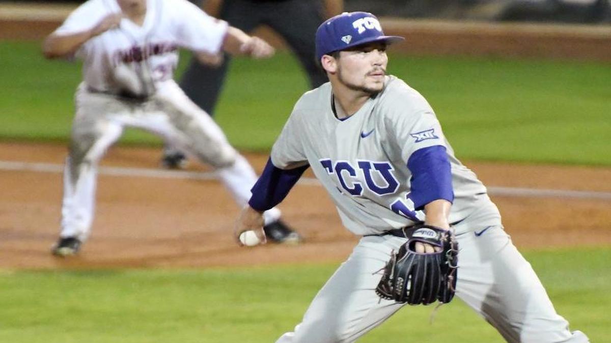TCU pitcher Jared Janczak works in the first inning Sunday night against Virginia.