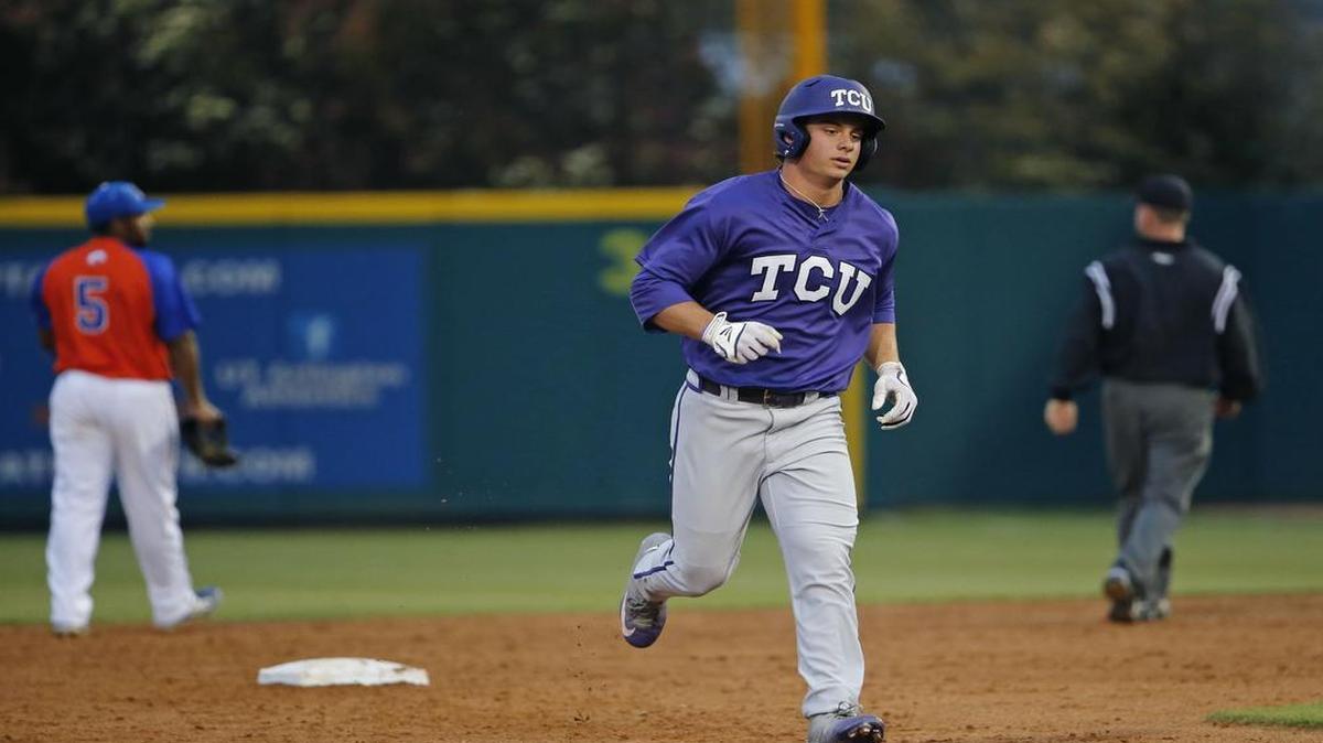 TCU left fielder Josh Watson rounds the bases after hitting a two-run home run in the third inning against UT Arlington. It tied him for the team lead with five as the Horned Frogs won Tuesday night’s game 17-4 at UTA’s Clay Gould Ballpark.