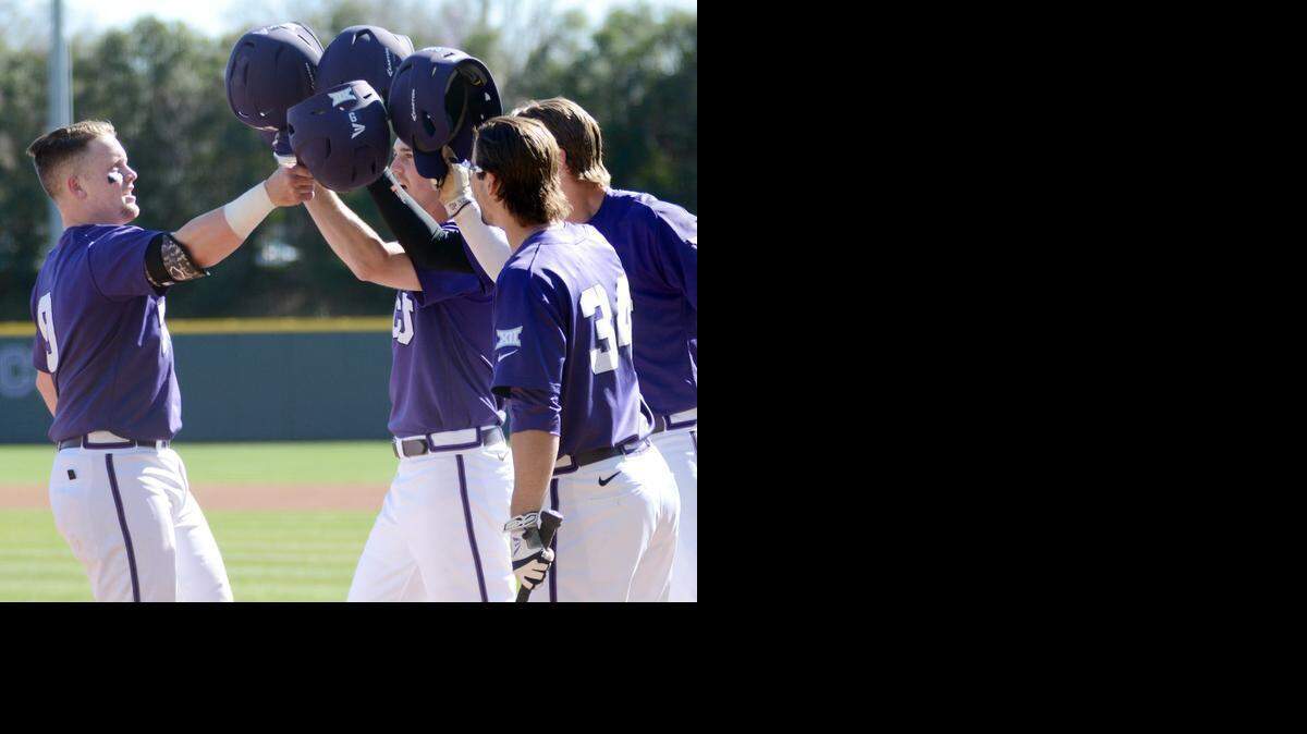 
Evan Skoug, left, celebrates with teammates Derek Odell, Conner Wanhanen and Garrett Crain after hitting his first home run.


