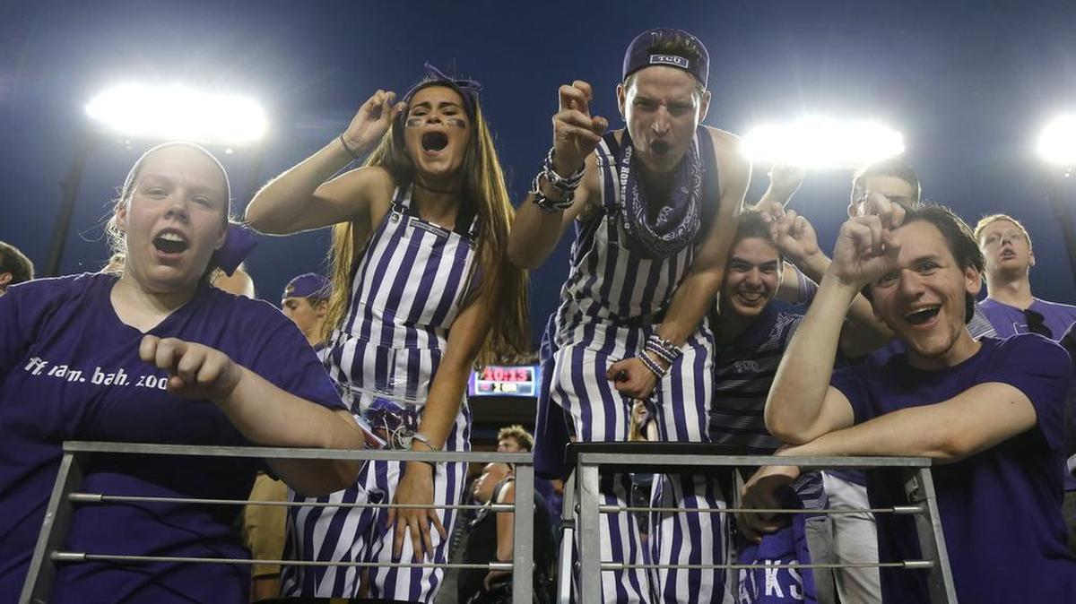TCU fans react during the season opener against Jackson State on Sept. 2, the only night game so far at Amon G. Carter Stadium. The second is Saturday night against Kansas.