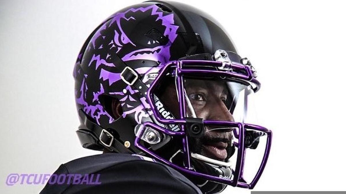 TCU announced it will wear a new helmet Saturday against Oklahoma.