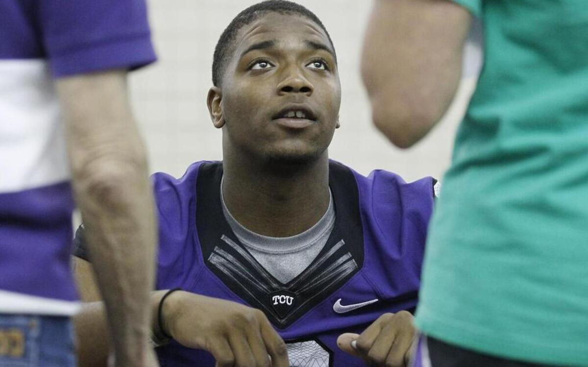 
TCU quarterback Trevone Boykin talks with fans during the “Meet the Frogs” autograph session on Aug. 22, his birthday.
