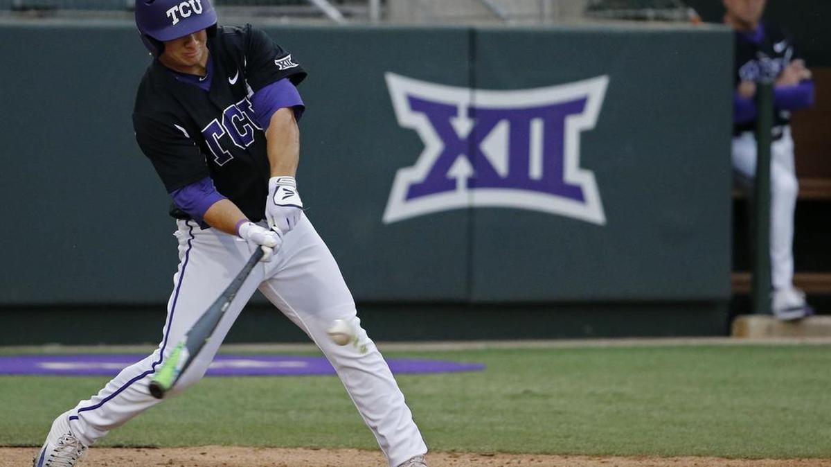 TCU’s Josh Watson puts a swing on a pitch in an April 12 game against Dallas Baptist at Lupton Stadium. The freshman from Arlington Martin leads the Horned Frogs with 10 home runs. He’s first TCU freshman since 2005 to reach double-digits in home runs.