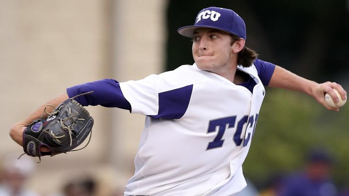 TCU pitcher Nick Lodolo works in the second inning of an April 21 start against Baylor at Lupton Stadium. He worked six innings and struck out five in a 9-4 victory.