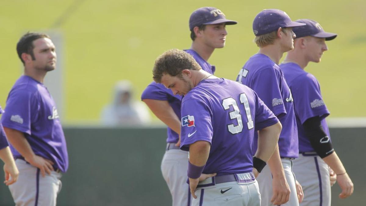Jimmie Pharr and other members of the 2011 TCU baseball team react after a loss to Oral Roberts eliminated them in the Fort Worth Regional five years ago.