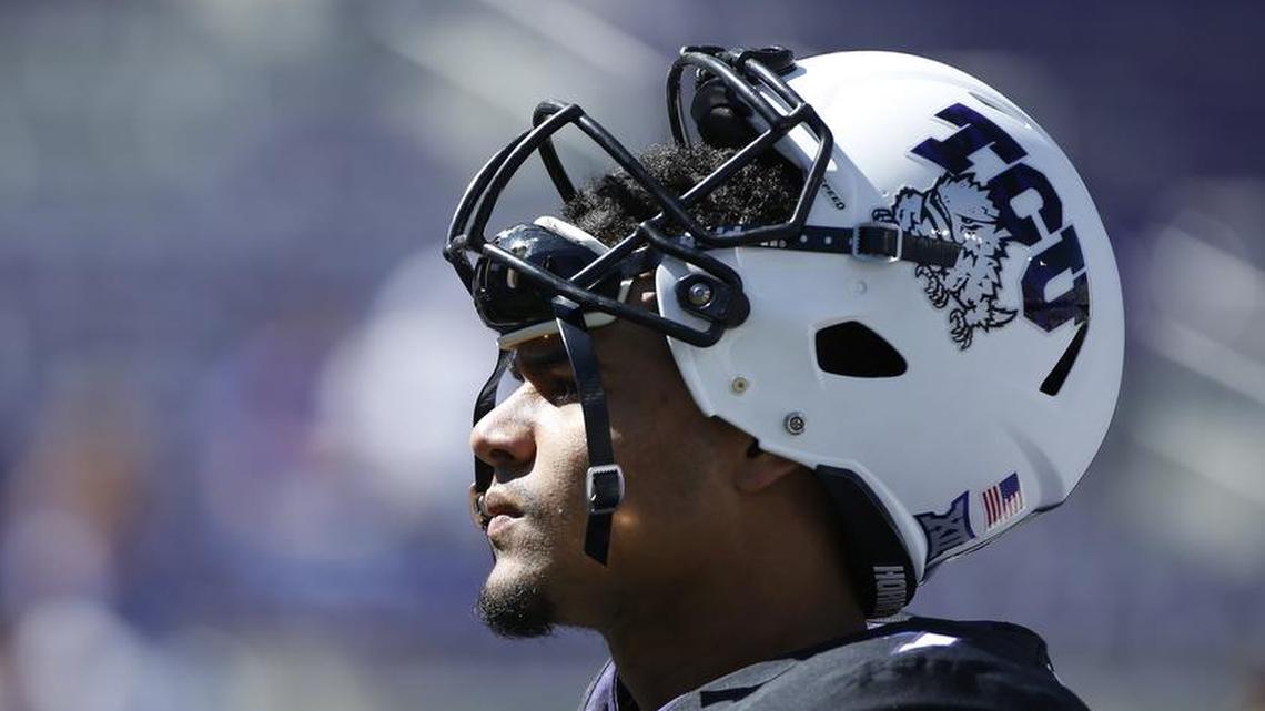 TCU quarterback Kenny Hill, shown before last week’s game against West Virginia, said he received one of Bill Snyder’s famed notes after the game against Kansas State last year. On Saturday, Hill leads the Horned Frogs into a game against Snyder’s Wildcats at Manhattan, Kan.