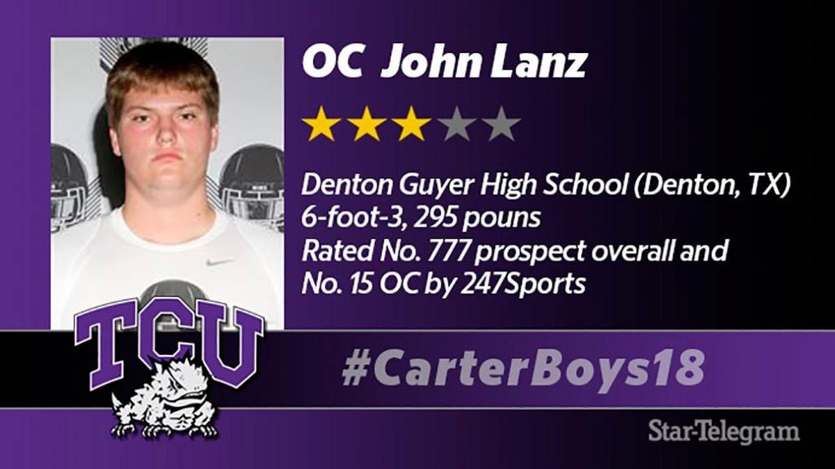 Three-star OC John Lanz signed with TCU on Dec. 20, 2017.