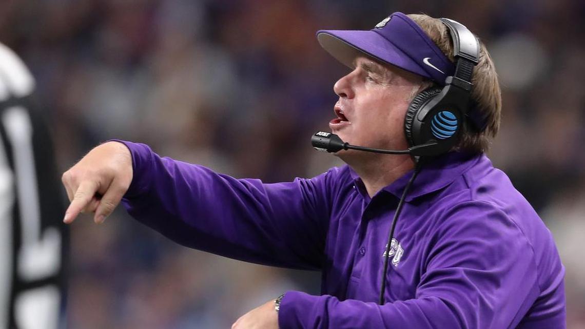 TCU coach Gary Patterson gestures as he calls out instructions to his players during the Alamo Bowl against Stanford last week at the Alamodome in San Antonio. Monday night, he took a star turn in the ESPN Coaches Film Room during the broadcast of the College Football Playoff semifinals.