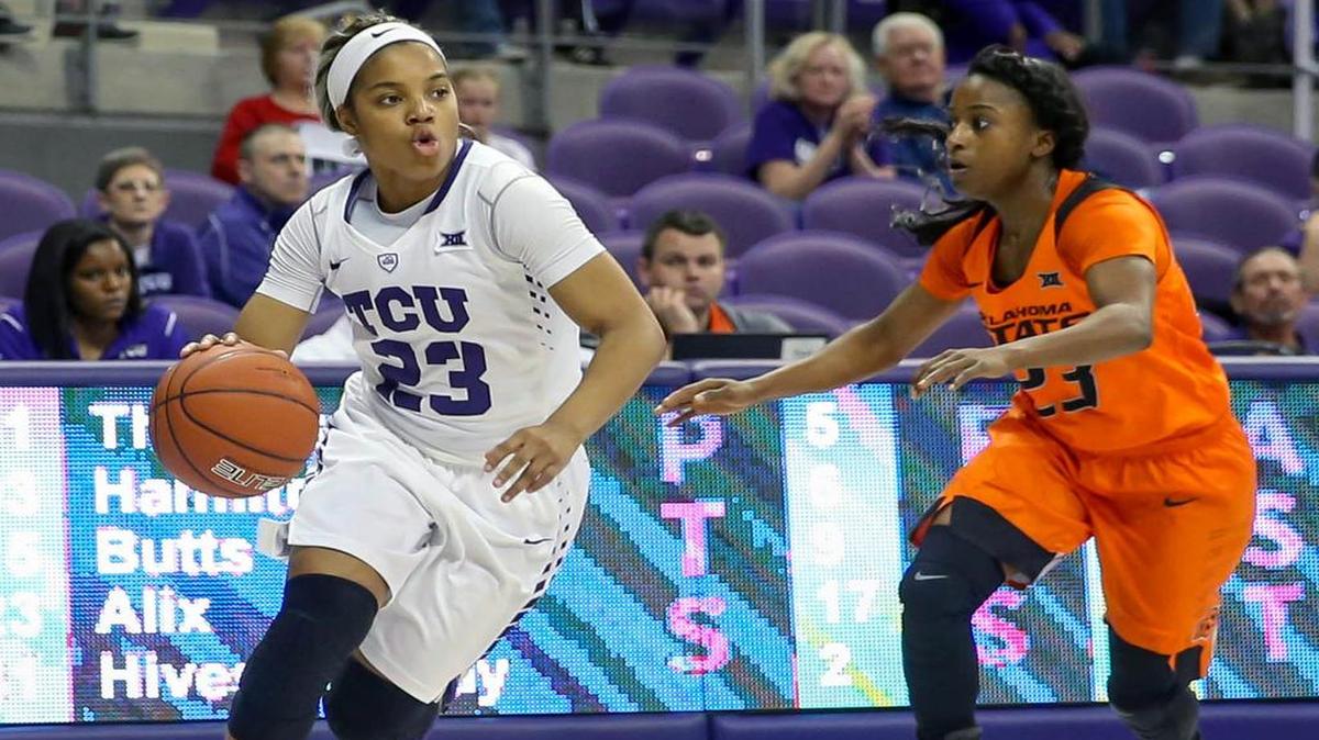 TCU guard AJ Alix, left, averaged 12.3 points a game during the regular season, but she’s upped her average to 21.5 in the two postseason games.