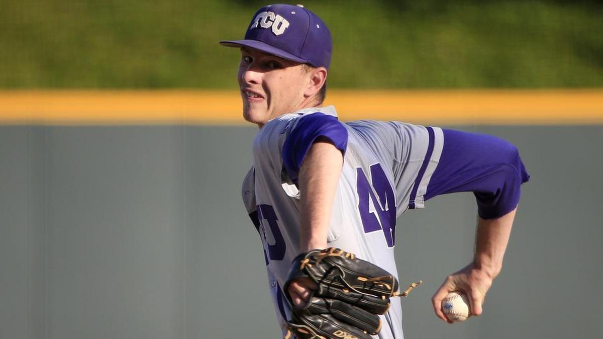 TCU pitcher Brian Howard prepares to deliver during a June 5 start against Arizona State at the Fort Worth Regional. The Horned Frogs’ likely starter Tuesday at the College World Series, he is coming off two strong starts in NCAA postseason action.