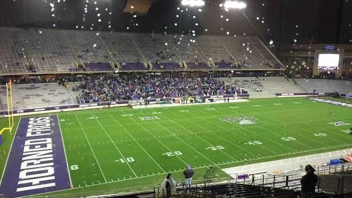 The TCU-Baylor game was delayed because of lightning.
