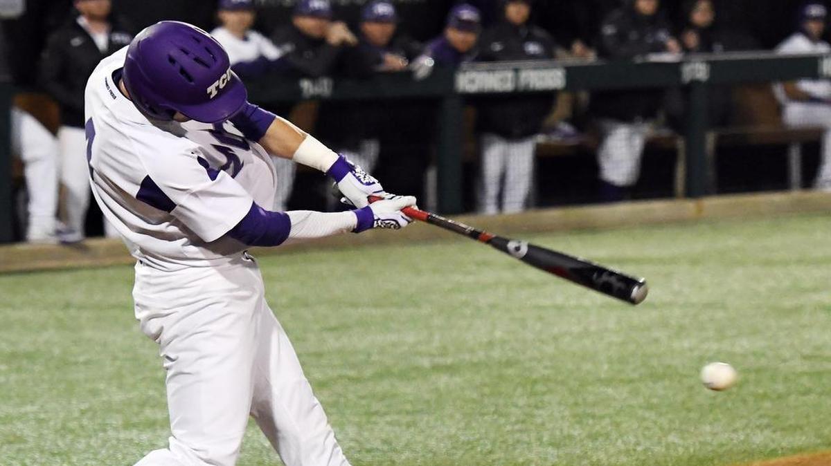 TCU’s Cam Warner, shown earlier this season, had an RBI single Friday night to account for one of the Horned Frogs’ two runs Friday night in an 11-2 loss at California Irvine.