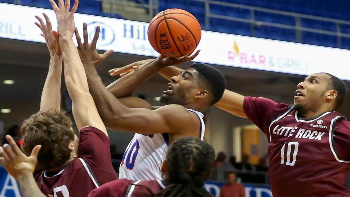 Guard Jalen Jones and UT Arlington almost fought back from a huge deficit, but eventually fell to UALR.
