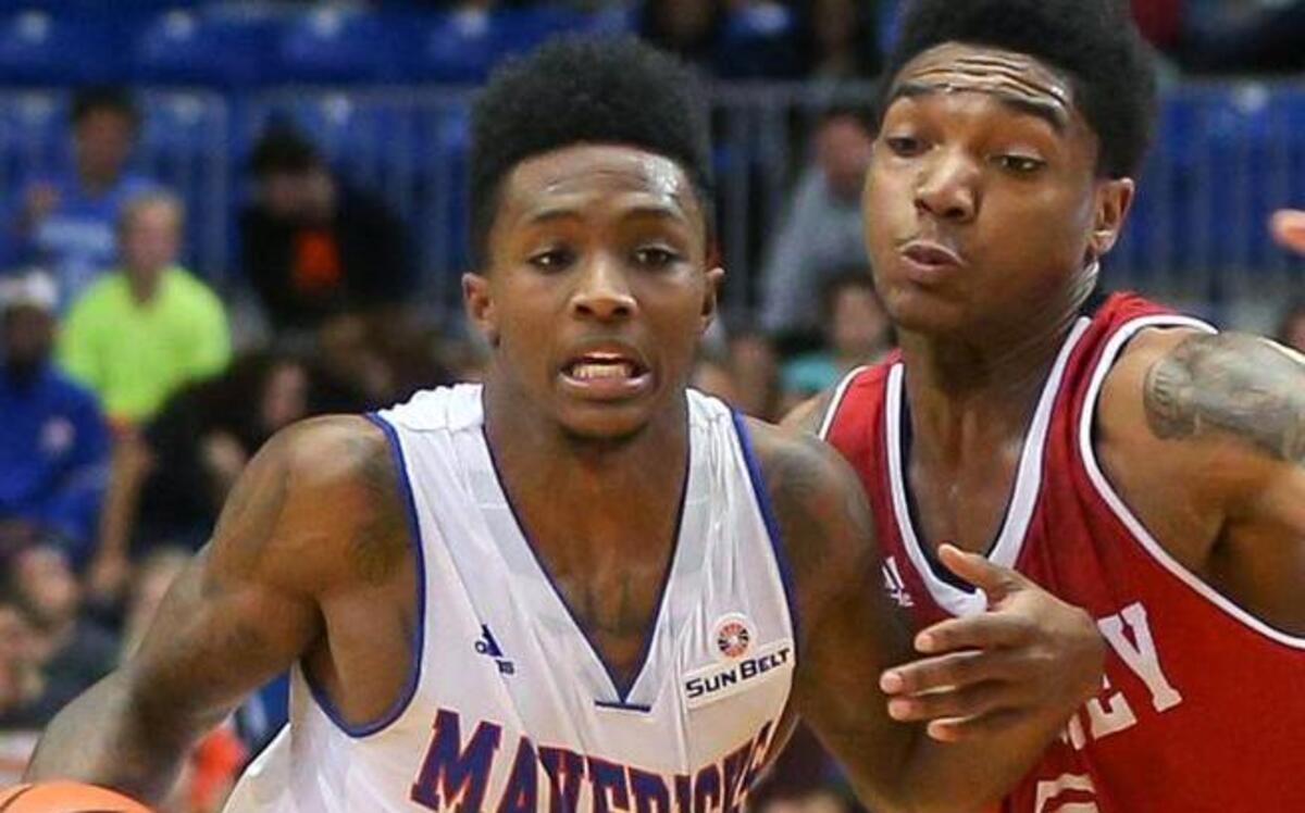 UTA point guard Erick Neal, left, playing against Bradley in 2015, scored 18 points and had nine assists Saturday in a key victory over first-place Arkansas State.