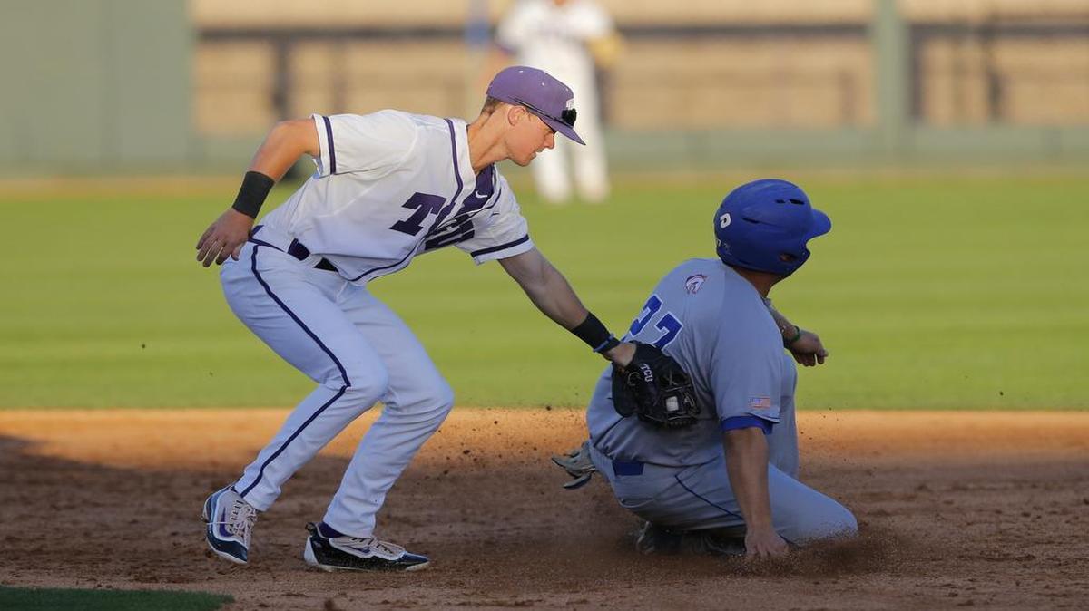 Colton Turner, stealing a base against TCU in a game earlier this season, hit a solo home run in the fifth inning to help UT Arlington beat Appalachian State 4-3.