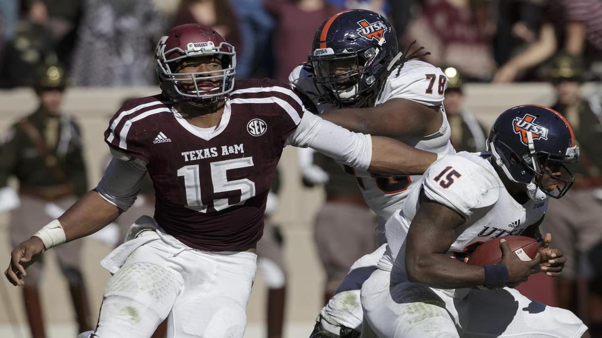Texas A&M defensive lineman Myles Garrett, left, a graduate of Arlington Martin who’s projected by some to be the top pick in the 2017 NFL Draft, plays his last college football game Wednesday in the Texas Bowl in Houston against Kansas State. ESPN has the telecast beginning at 8 p.m.