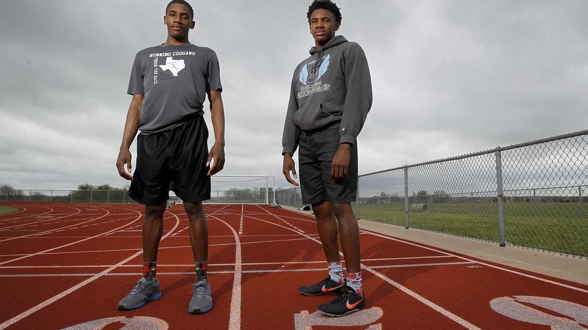 Keylon Dennis, right, of Arlington Seguin is first in Class 5A Region I with a time of 48.30 seconds in the 400 meters. Keanon Dennis is third at 48.52.