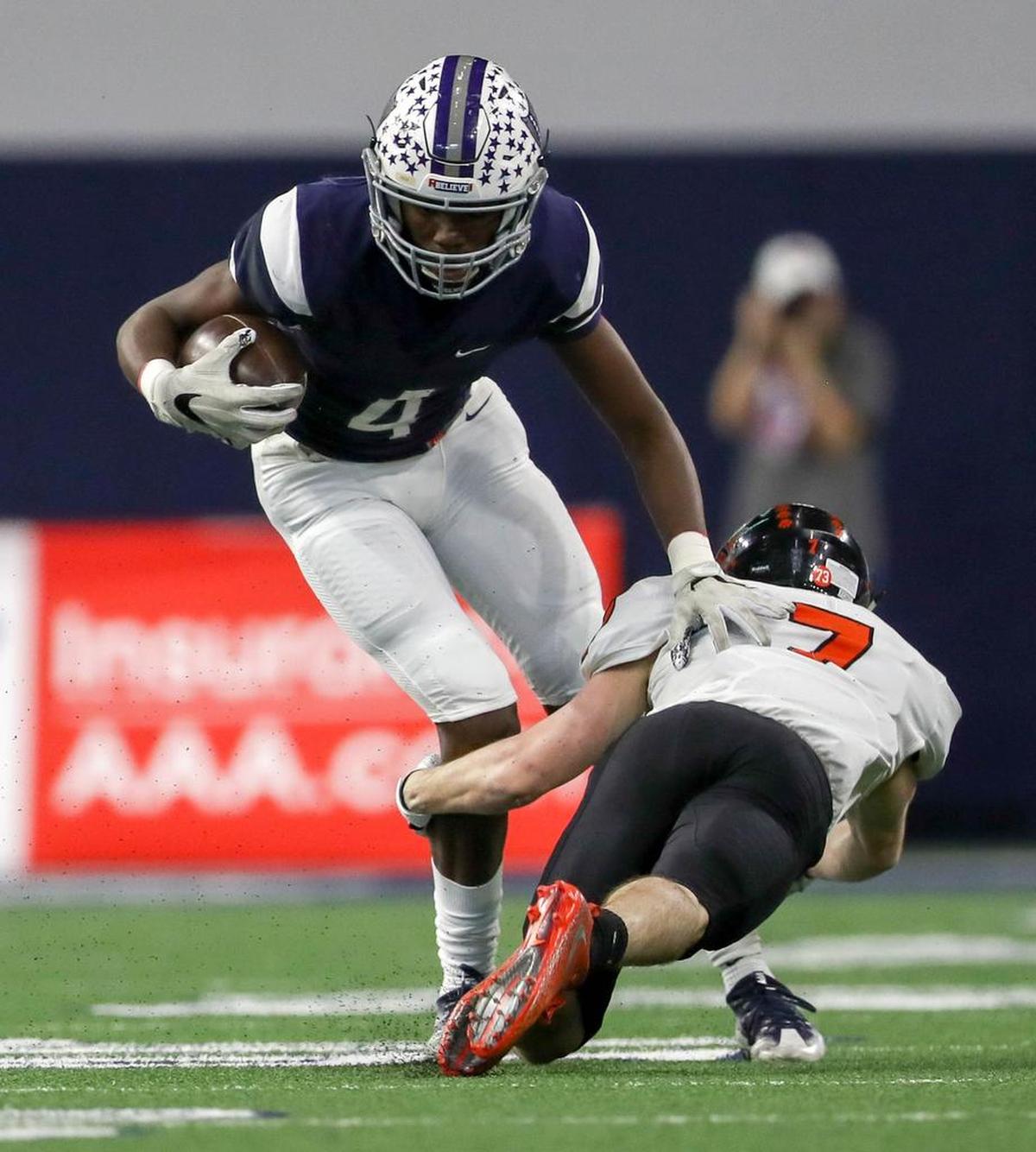 Richland wide receiver Rashee Rice (4) and the Rebels will enter the 2018 season as the smallest school in all of Class 6A.
