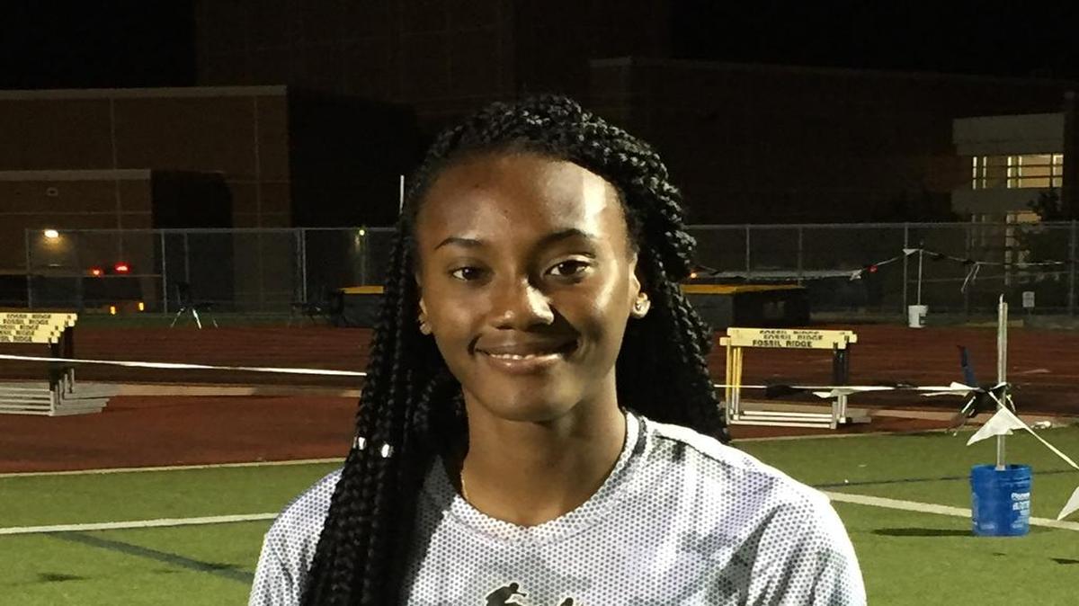 Trinity’s Precious Ogba won the 400 meters at the district track and field meet.