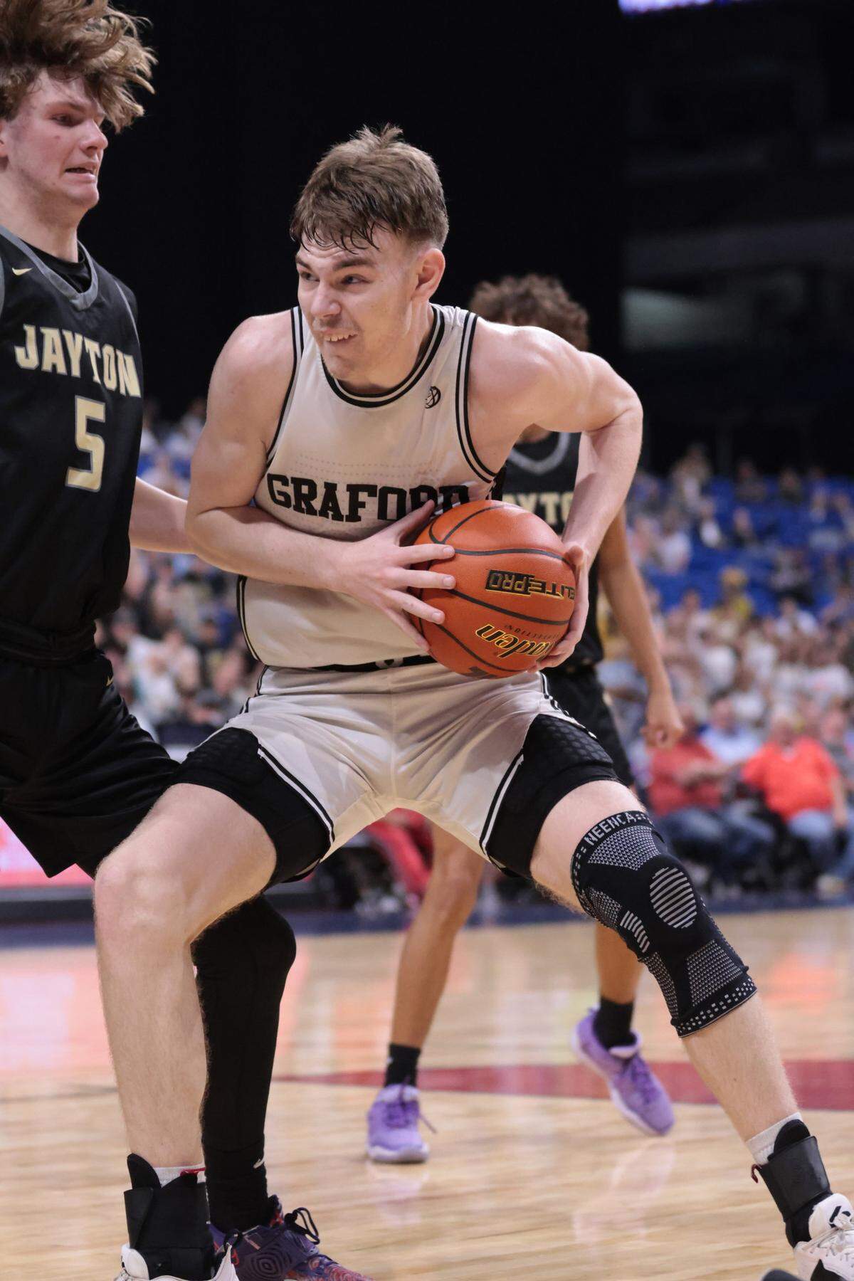 Graford’s Colin Roberts drives for a basket in the Jackrabbit’s win over Jayton in the UIL Class 1A state championship game on Saturday, March 11, 2023 at the Alamodome in San Antonio, Texas. Roberts was named title game MVP.