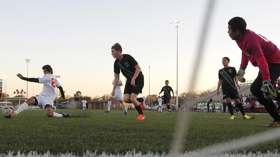From 2014, a UIL boys soccer playoff game at Cravens Field in Arlington