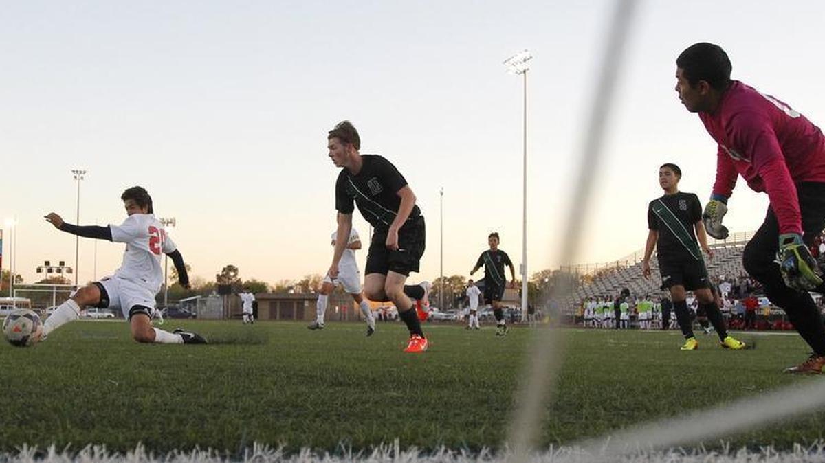 From 2014, a UIL boys soccer playoff game at Cravens Field in Arlington