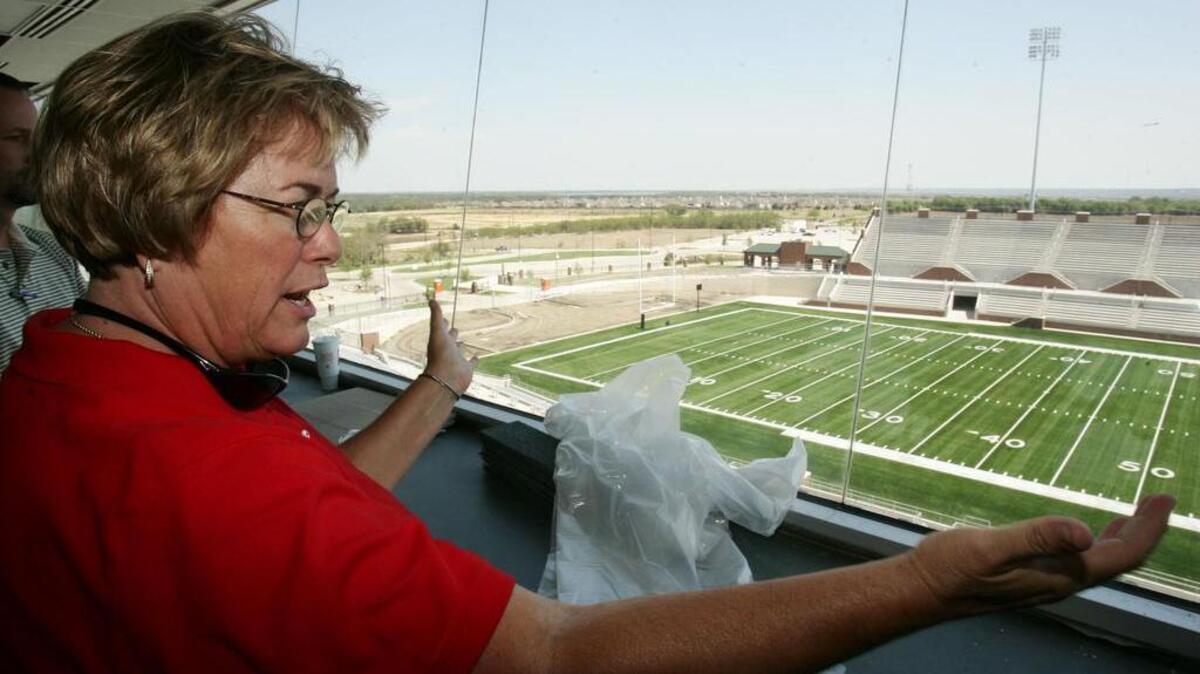 Mansfield ISD athletic director Debbie Weems talks about Vernon Newsom stadium when it opened in 2006.