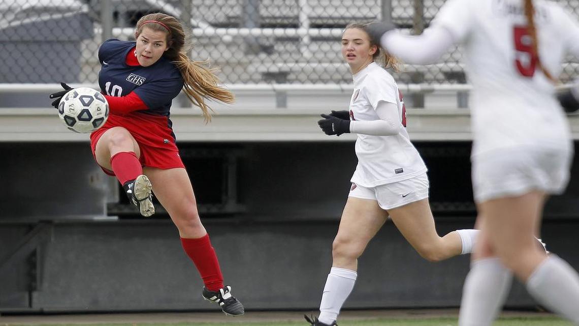 Grapevine's Ashton Wright goes after the ball against Keller Central during a first round game of the National Elite Prep Showcase at Dragon Stadium in Southlake. Grapevine won the game 2-0.