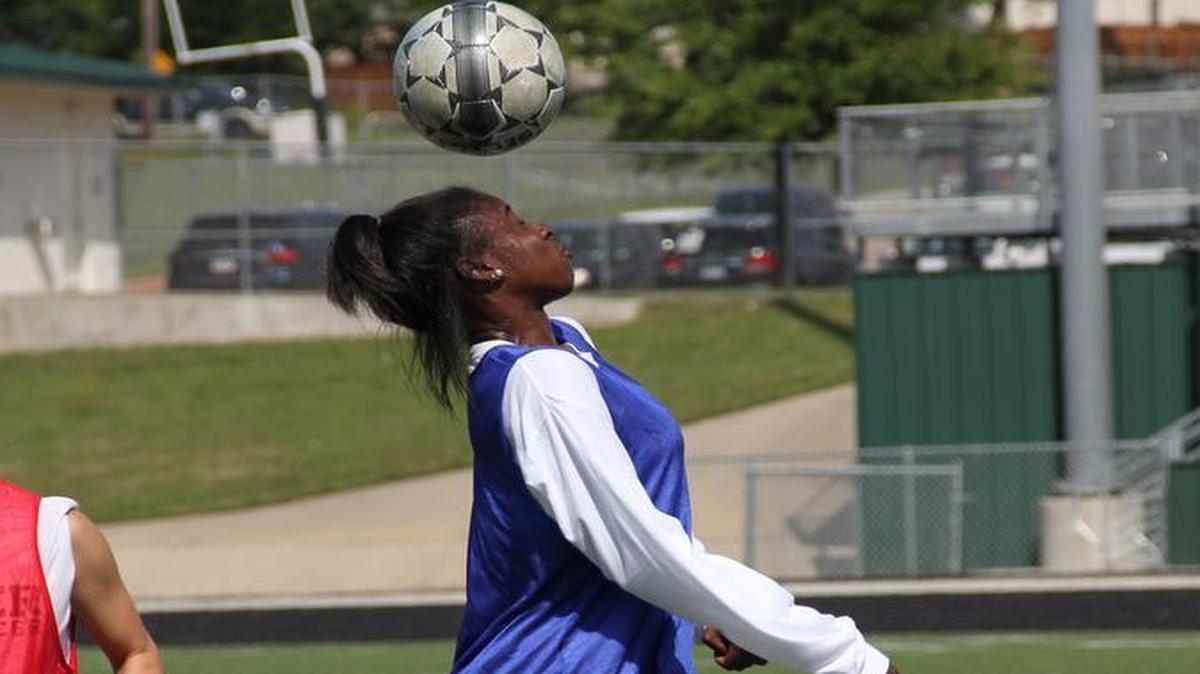 Keller senior forward Gabriella Coleman eyes the ball during practice.