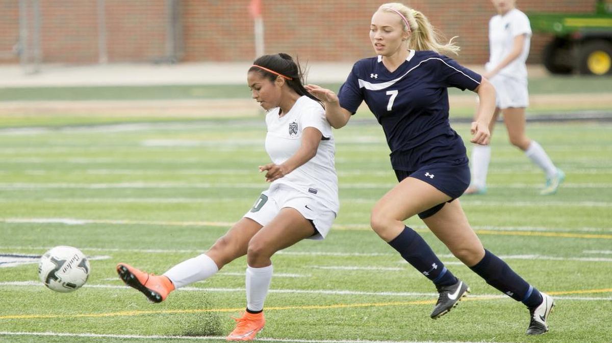 Kennedale's Alondra Olmos (10) passes up the field during a 4A-Region 1 semifinal victory over Stephenville on April 8, 2016, at Kennedale High School.