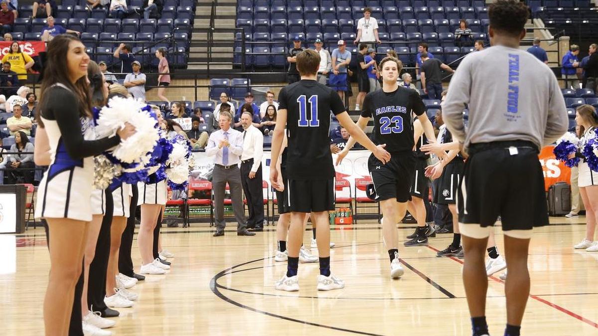 Southwest Christian's Clayton Stanley is introduced before the game against Houston's Westbury Christian during a high school 4A championship basketball game on Saturday, March 5, 2016, at Mansfield Legacy High School, Mansfield, Texas. Westbury won 79-64.