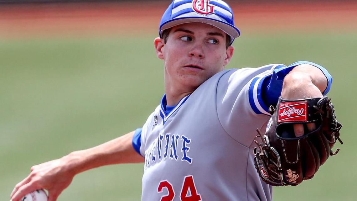 Grapevine starting pitcher Brett Squires in Game 2 against Sherman, May 13, 2017