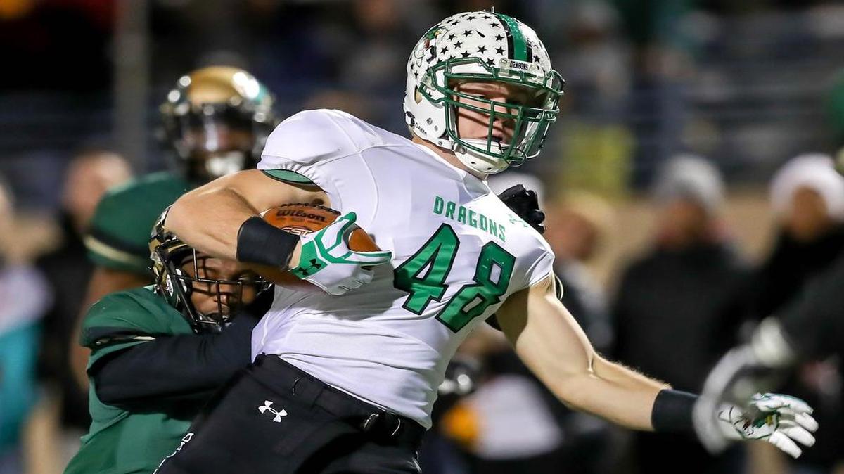 Southlake Carroll senior Jacob Doddridge (48) in a 2016 game against DeSoto.