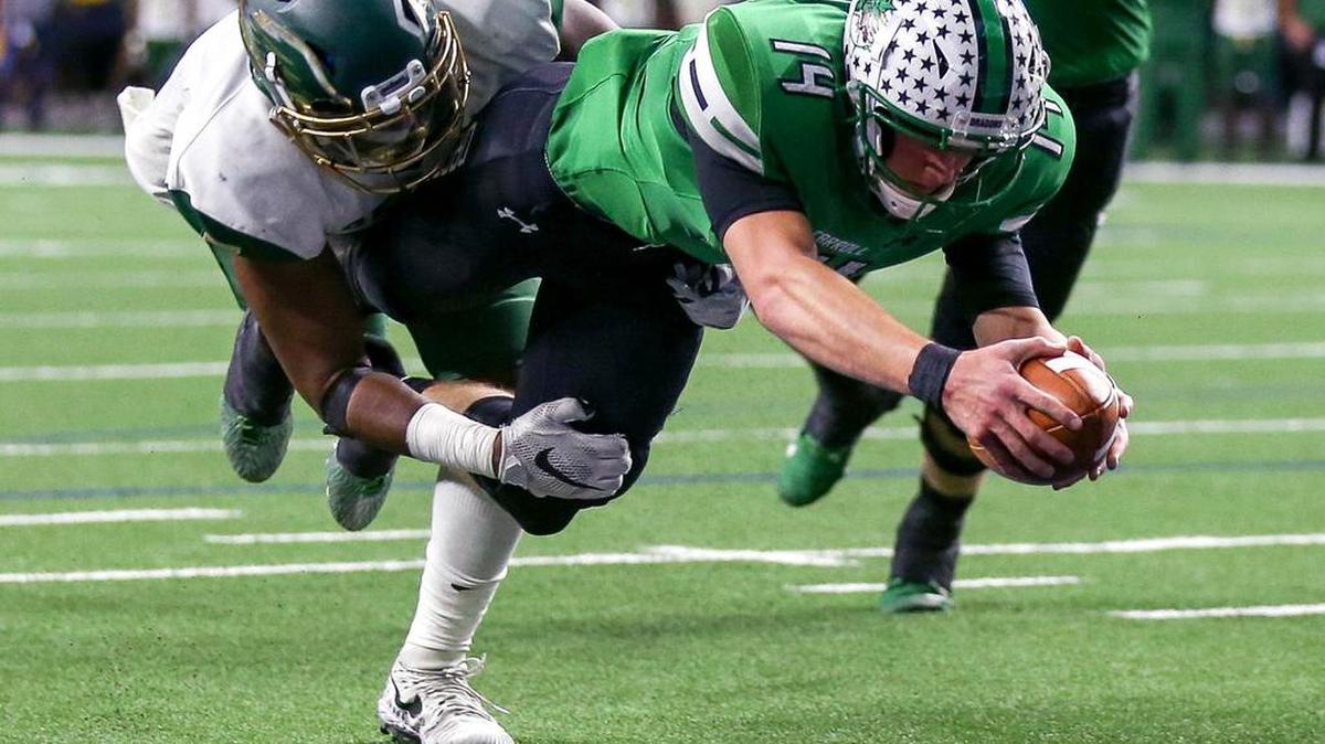 Southlake Carroll quarterback Will Bowers gets into the end zone for a 4-yard touchdown run against DeSoto.