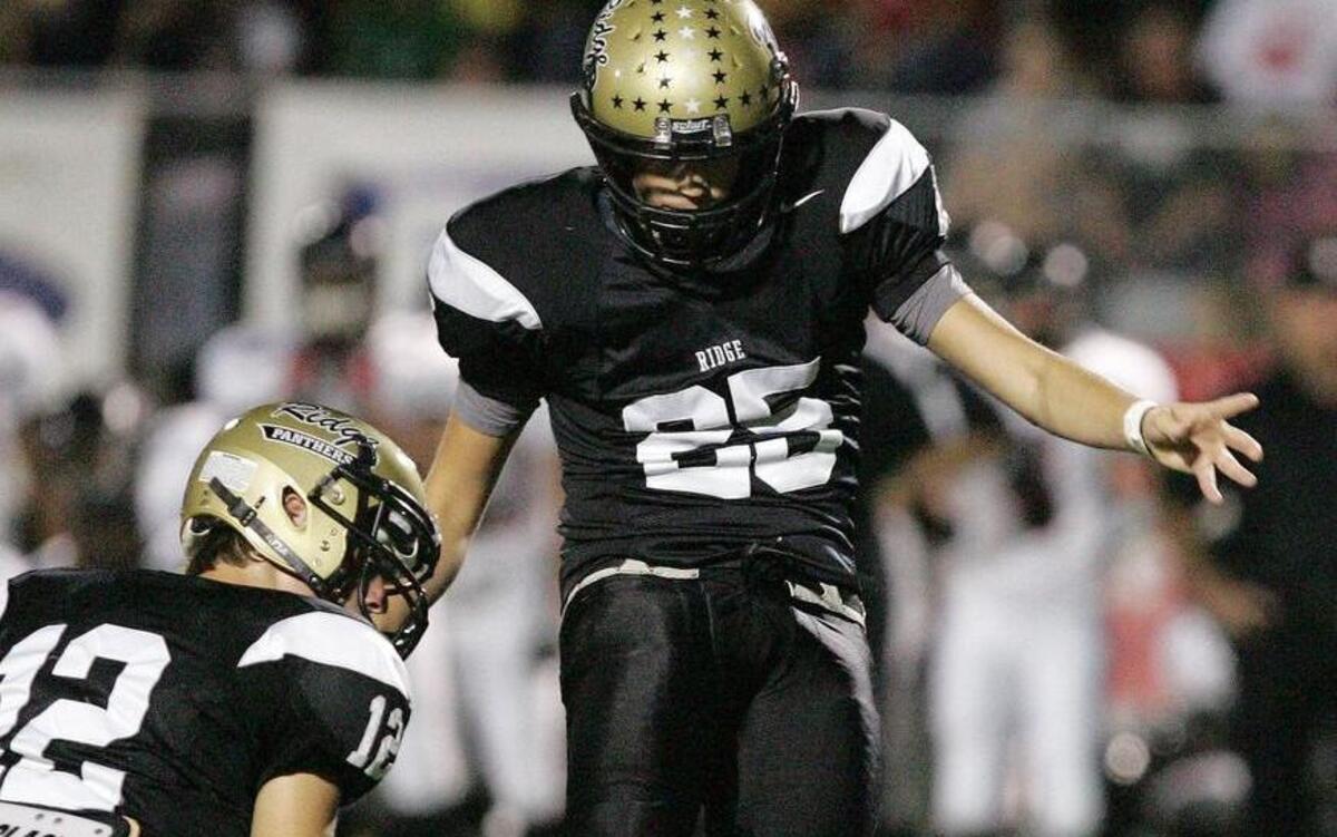 Fossil Ridge kicker Chris Boswell makes their only points of the first half in the second quarter against Trinity at Keller ISD Stadium on Thursday, Oct 2, 2008.