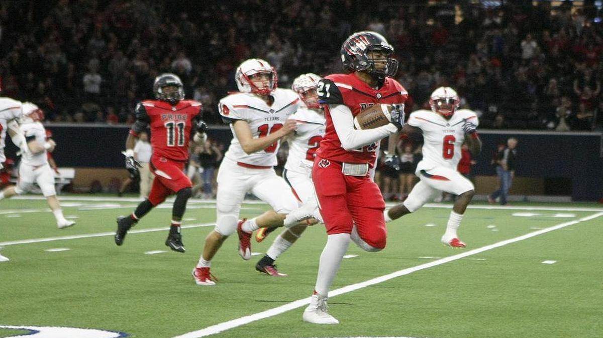 Colleyville Heritage's Kameron Brown returns a kickoff for a touchdown against Northwest in the fourth quarter of a 5A Division I Region I area round playoff game at The Star in Frisco on Saturday, November 19, 2016.
