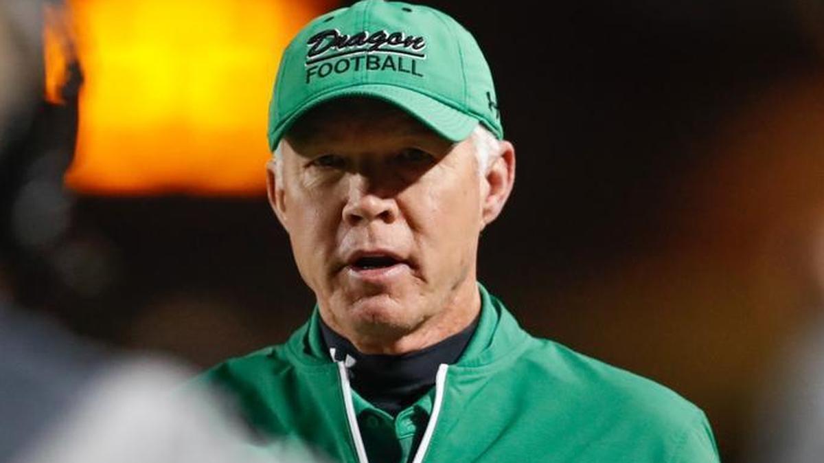 Southlake Carroll head coach Hal Wasson during a game against Hebron, Nov. 10, 2017