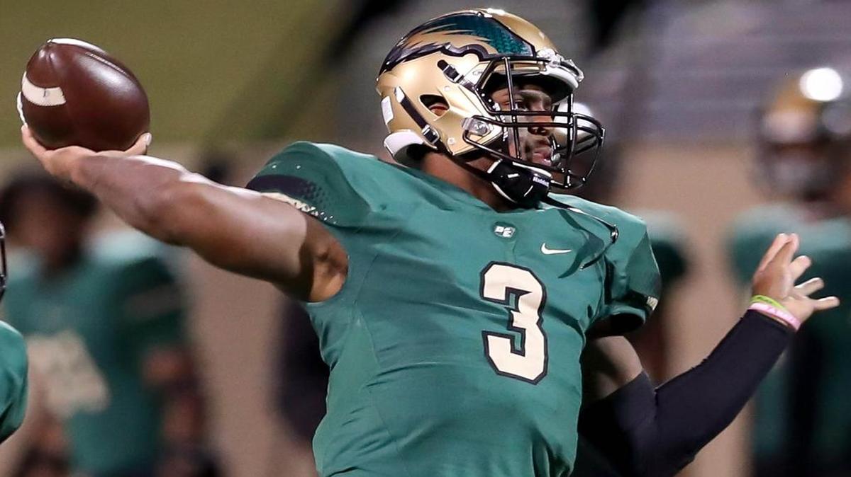DeSoto quarterback Shawn Robinson, pictured in a playoff game from last month, passed for 328 yards, ran for 108 and accounted for six touchdowns as the Eagles defeated Cedar Hill 65-41 in a Class 6D Division II state quarterfinal game at AT&T Stadium.
