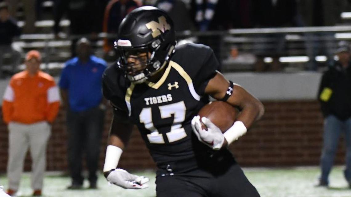Mansfield’s Cam’ron Jones (17) avoids the tackle of San Angelo Central's Jke Knowles during a kick return in the htird quarter of Friday's November 24, 2017 play-off football game at Newsom Stadium in Mansfield, Texas. Special/Bob Haynes