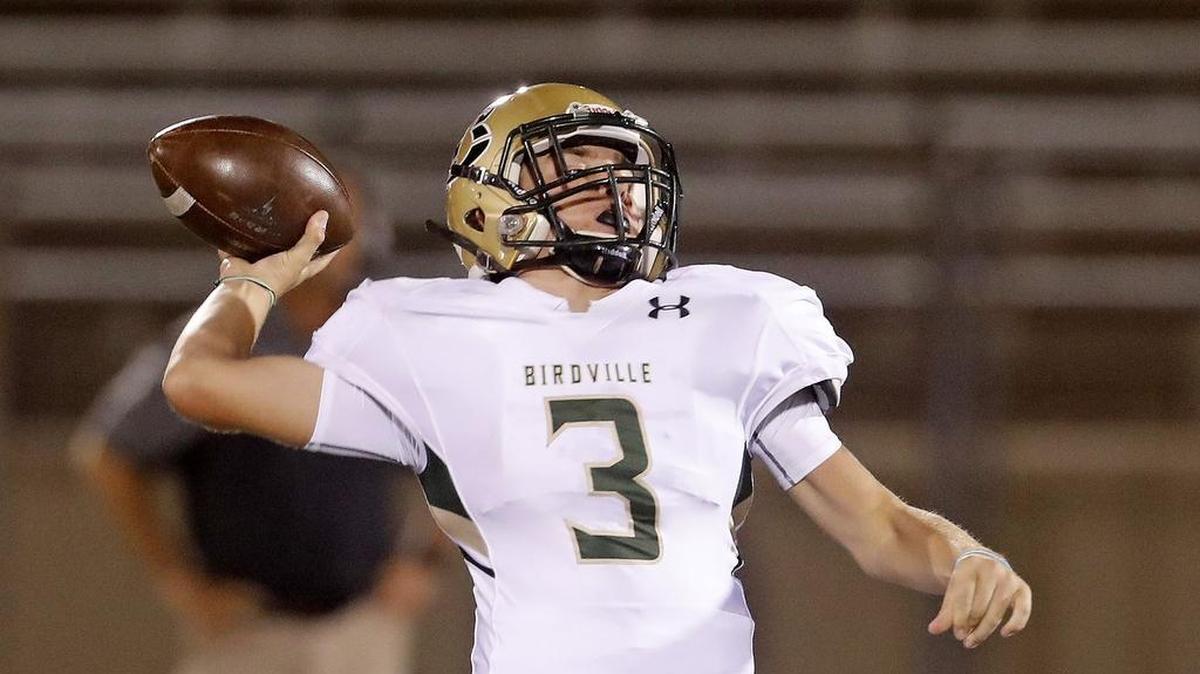 Birdville quarterback Stone Earle (3) and the Hawks should have it pretty easy this week.