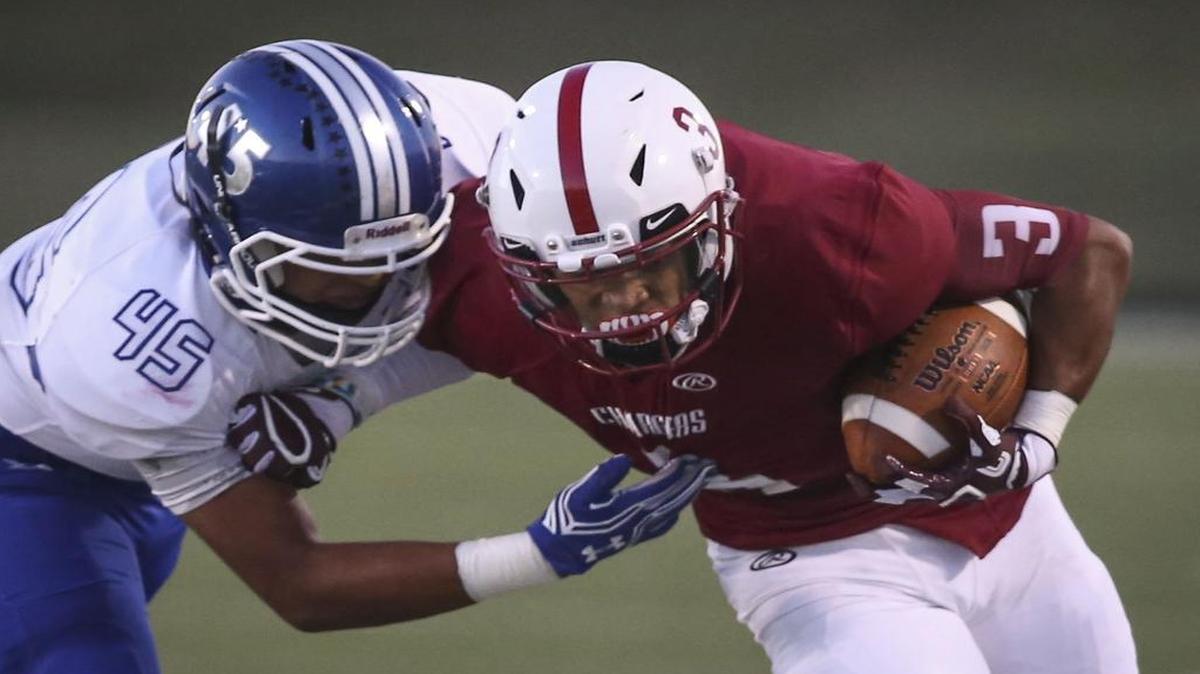 Weatherford’s Zeke Hernandez (45) closes in for the tackle on Keller Central’s Isaiah Gangway (3).