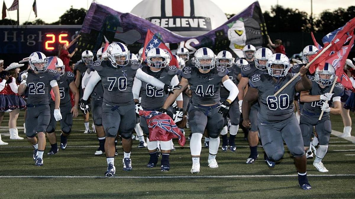 The Richland Rebels take to the field as they play L.D. Bell in high school football at Birdville Fine Arts Athletics Complex Friday night Oct. 2, 2015.