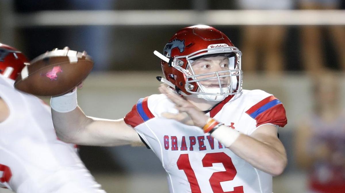 Grapevine quarterback Alan Bowman (12) got no college offers until early this season. Since then, he’s received 15 and accepted with Texas Tech.